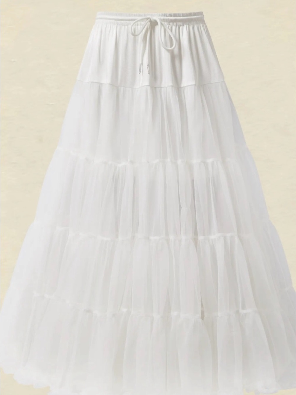 Women's White Layered Petticoat Drawstring Waist #360